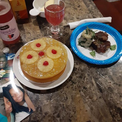 The kids did the cooking for Mothers Day: lamb chops, fancy spinach and rice, and – in honor of Moms preferences – a cake that was not  chocolate.