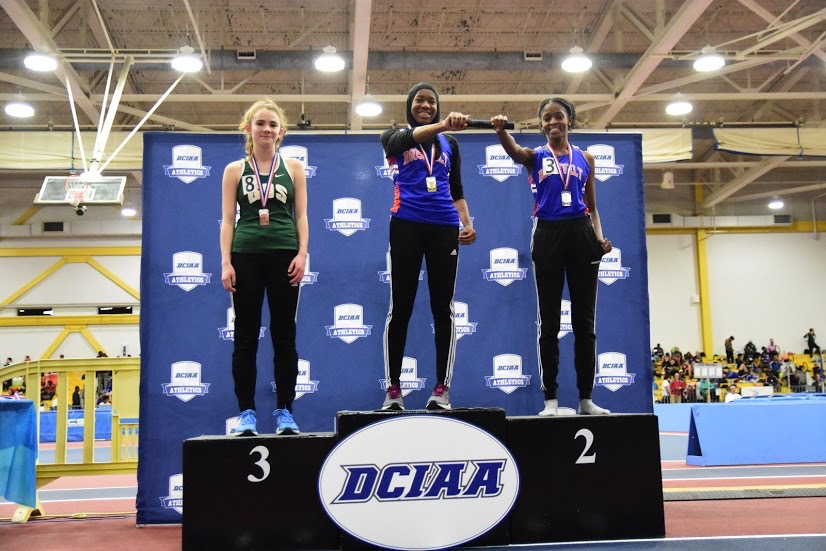 Senior Jacqueline Braxton, right, posted a 2:26 in the 800-meter during her sophomore year, but has not been able to obtain official times since then because of the pandemic. Braxton says she will be running track in college, and is looking for opportunities to show collegiate programs what she can do.