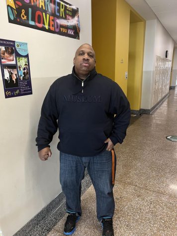 Basketball coach Rob Nickens in the halls of Roosevelt, a place he considers his second home.